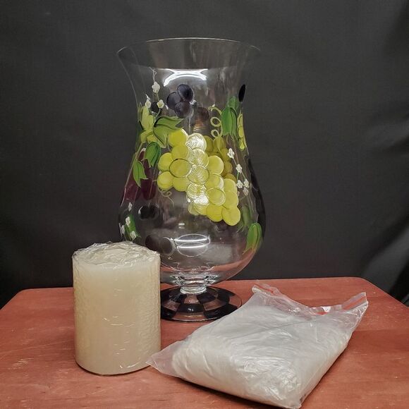 Vintage 1990's Home Essentials Grapes Hurricane Candleholder Vase NEW! - Picture 6 of 10